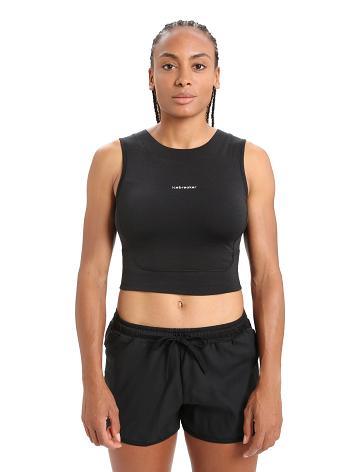 Icebreaker ZoneKnit™ Merino Cropped Bra-Tank Női Póló Fekete | HU 1574WNBY